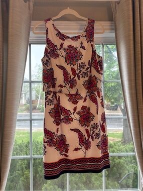 Vince Camuto White Sleeveless Mini Dress with Pink and Orange Floral Print